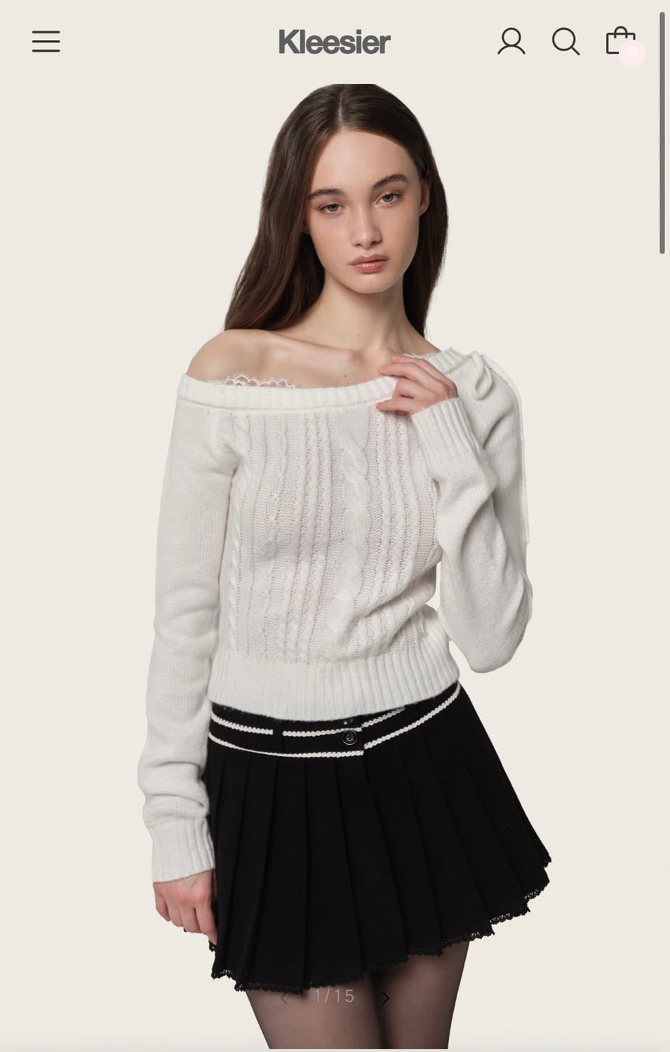 클리시어 Rosy cake cable knit 로지 케이크 니트 화이트 상품이미지1