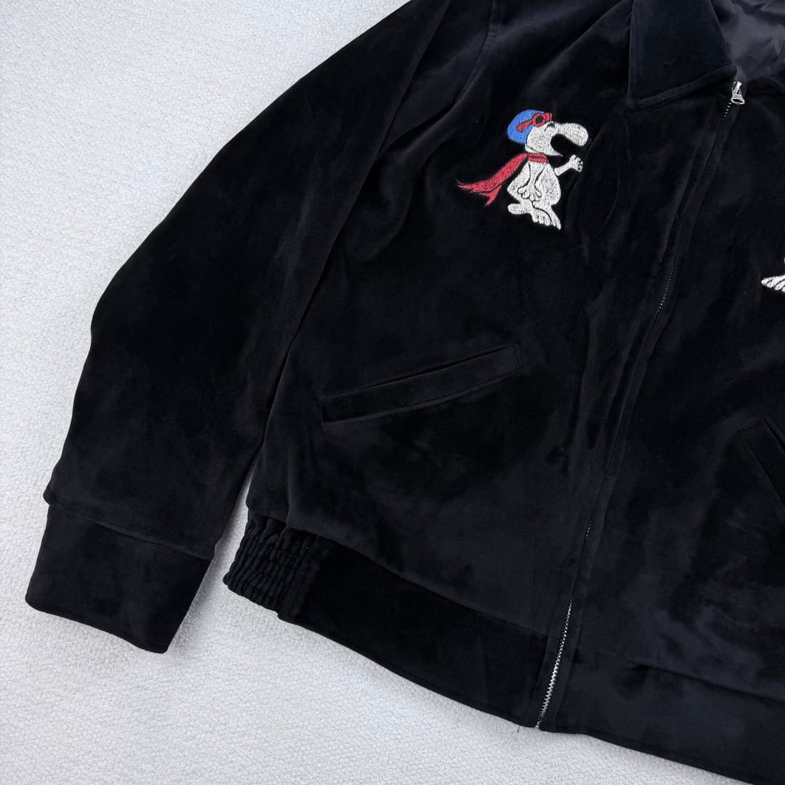Military souvenir 복각 스누피 자수 벨벳 자켓 상품이미지3