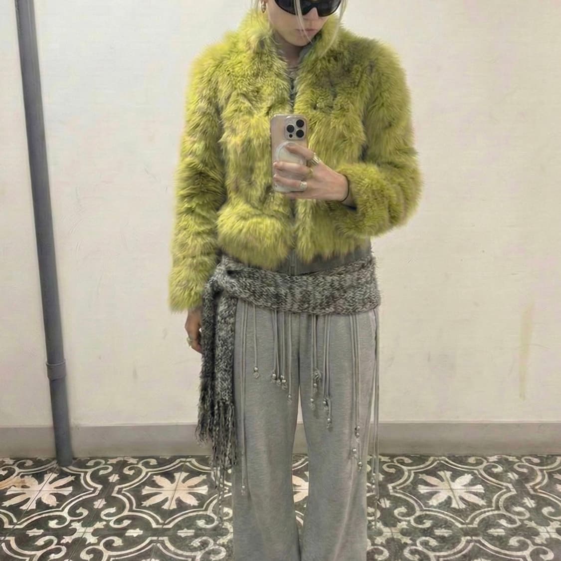 vintage olive fur jacket 상품이미지1