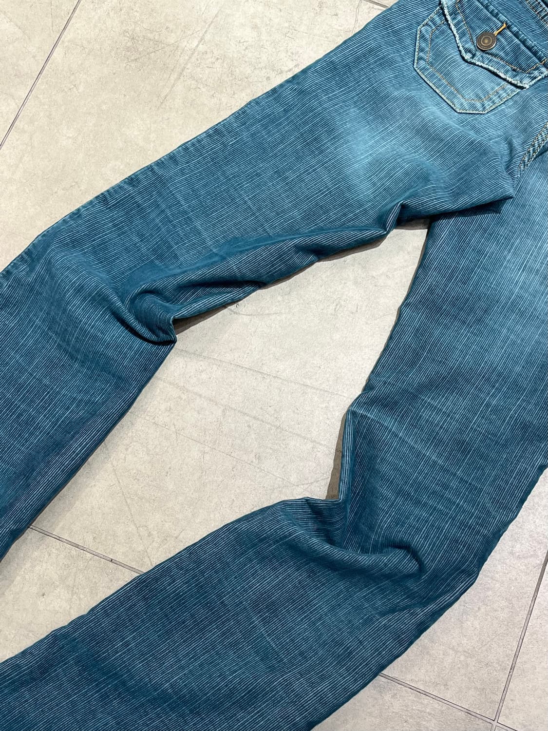 일본 빈티지 블루 골덴 로우웨스트 슬림핏 팬츠 상품이미지8