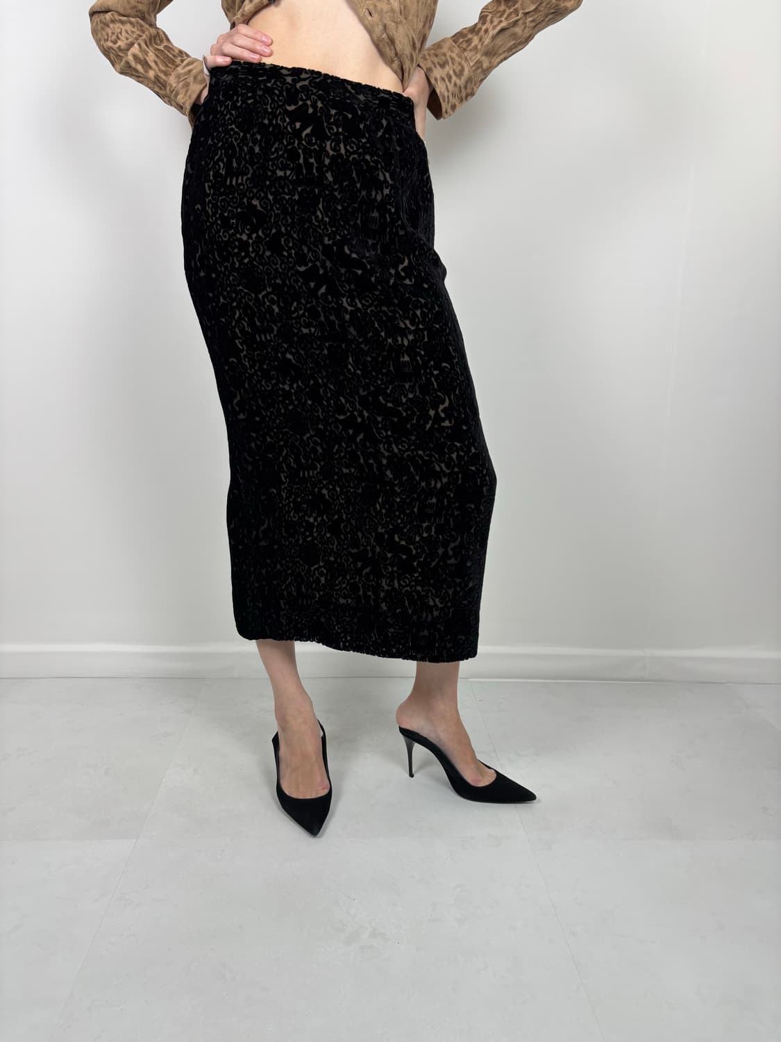 VELVET PATTERNED LONG SKIRT 상품이미지2