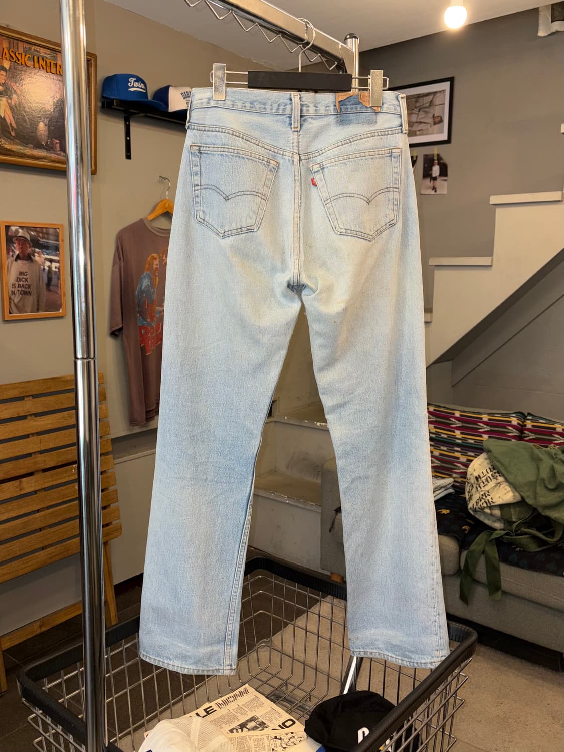 80’s Levi’s 501 USA denim hard washed pa 상품이미지7