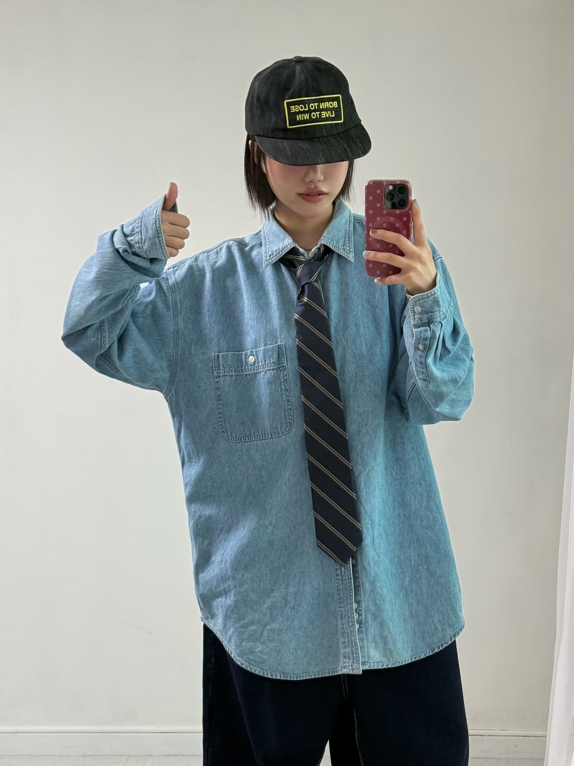 90's 디즈니 자수 데님셔츠 상품이미지3