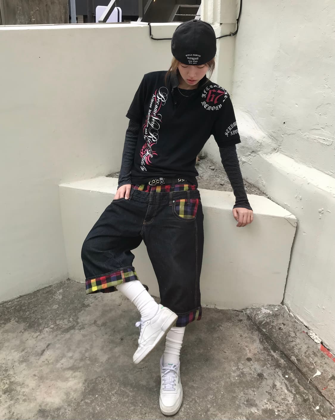 빈티지 펑크 괴짜 레이어드 스트릿 코디 세트 상품이미지3