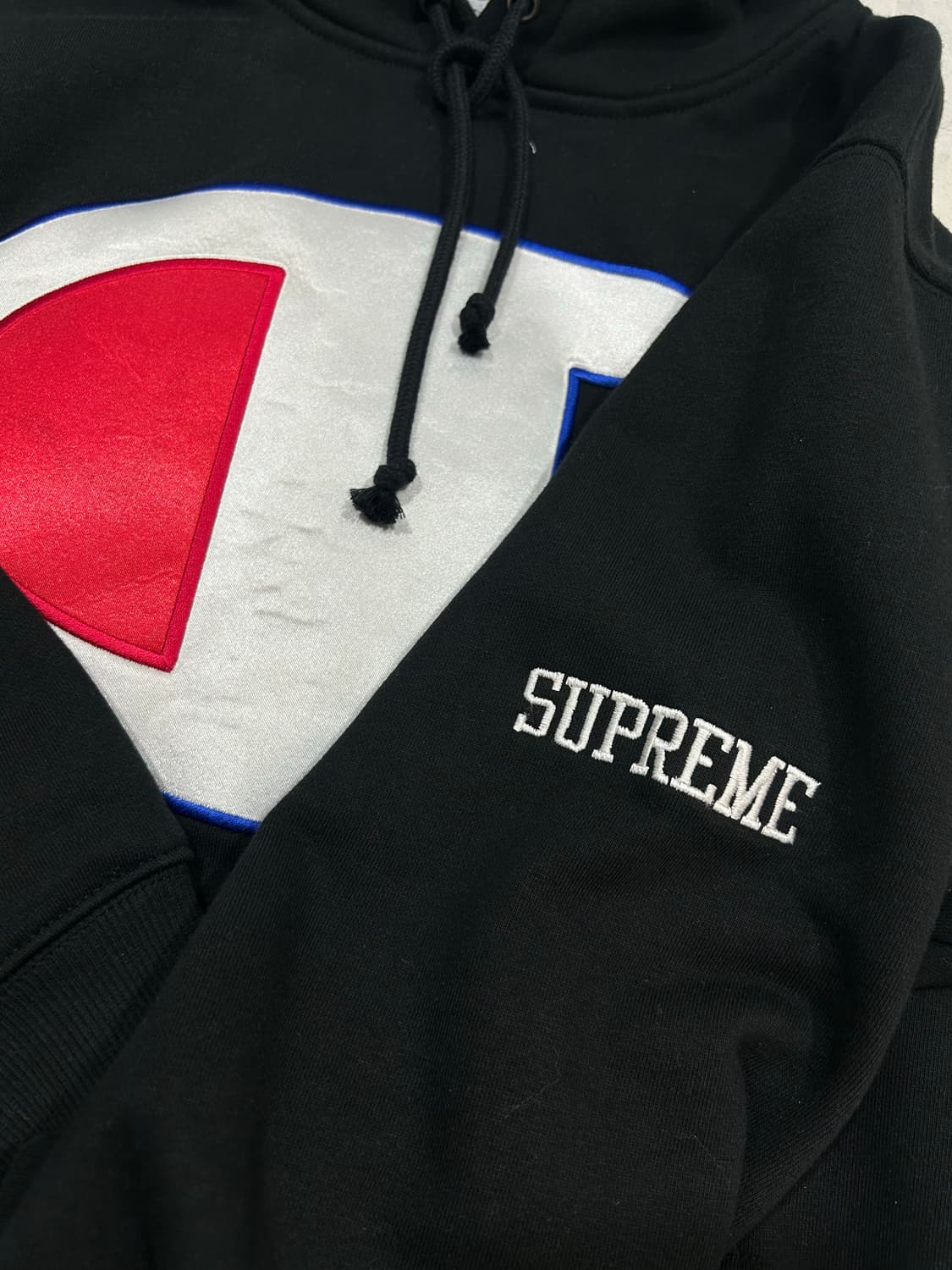 챔피온x슈프림 사틴로고 후드 17ss 상품이미지4