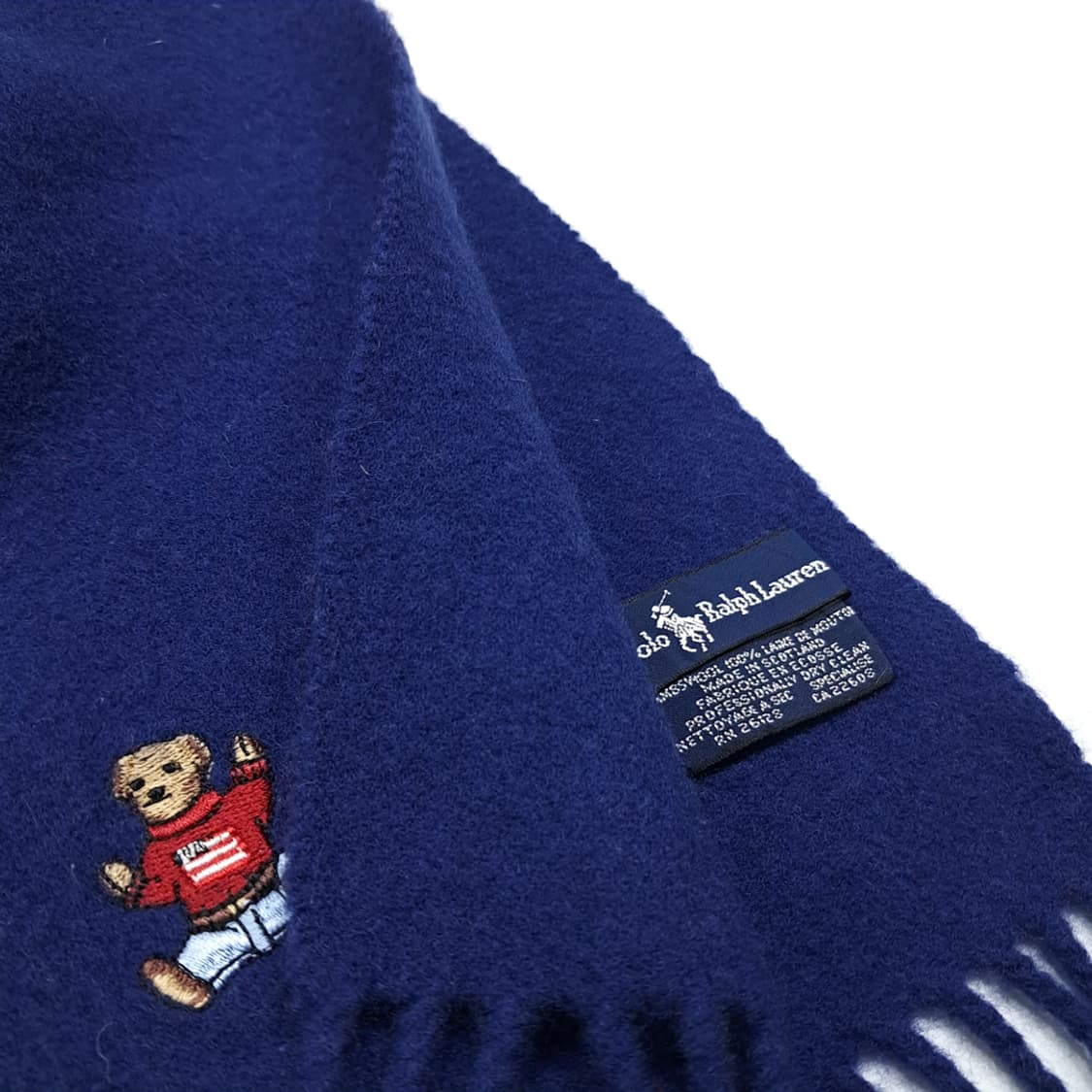 MX385 폴로 랄프로렌 100% 램스울 시팅 폴로베어 자수 머플러 상품이미지6