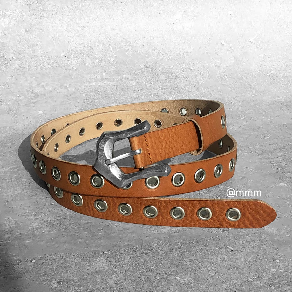 [Unisex] 아일렛 웨스턴 가죽 벨트 카멜 상품이미지3