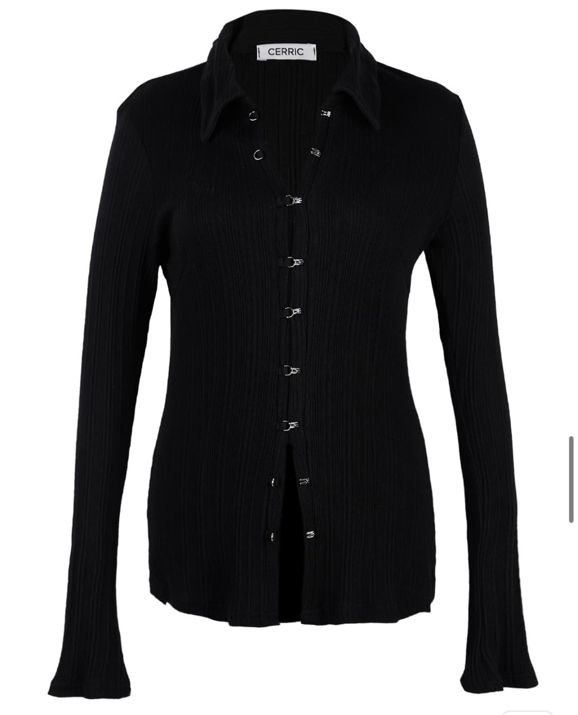 세릭 HOOK BUTTON SHIRT 후크 가디건 셔츠 블랙 상품이미지8