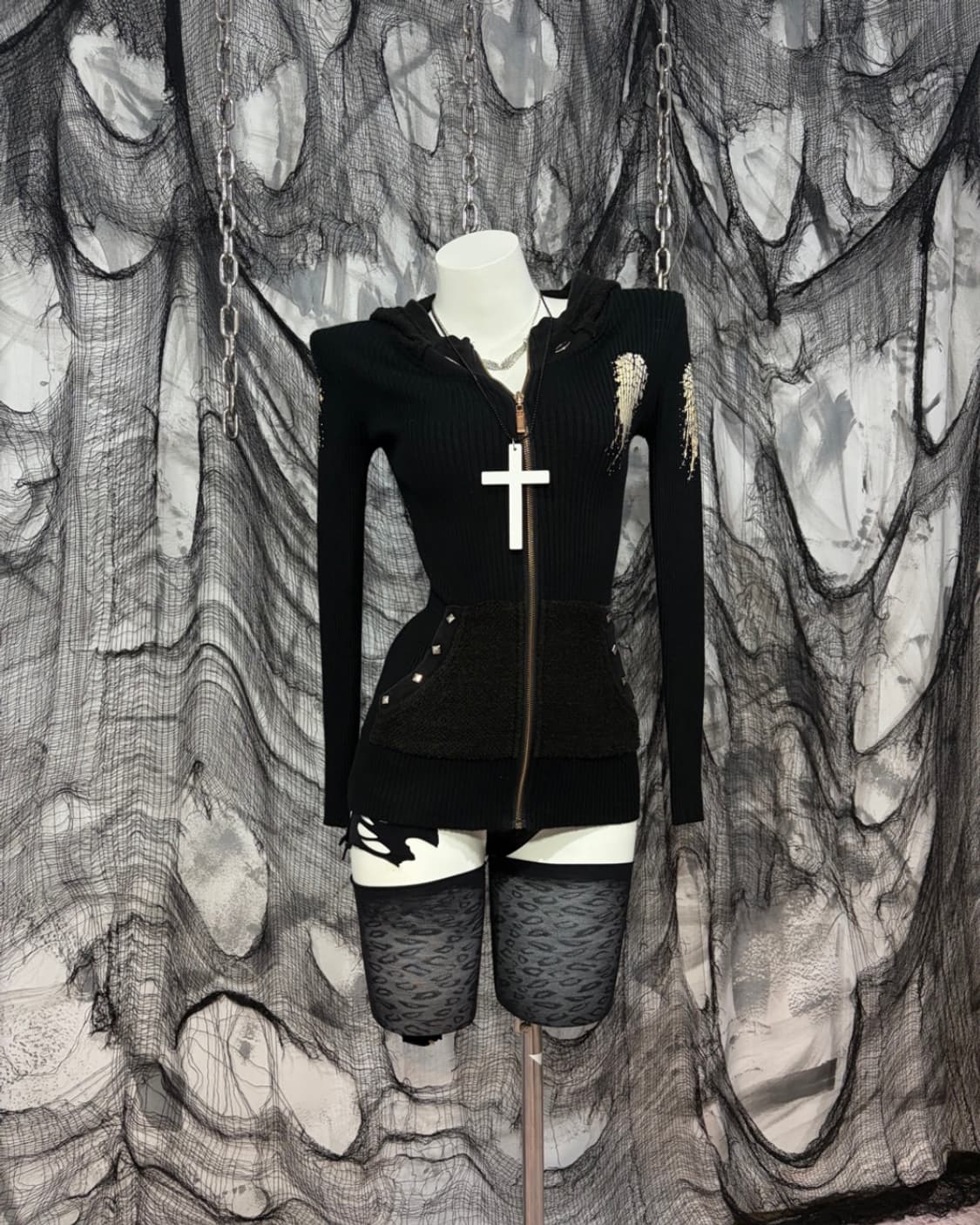PUNK Gothic cubic wing Hoodie Zip up 상품이미지2