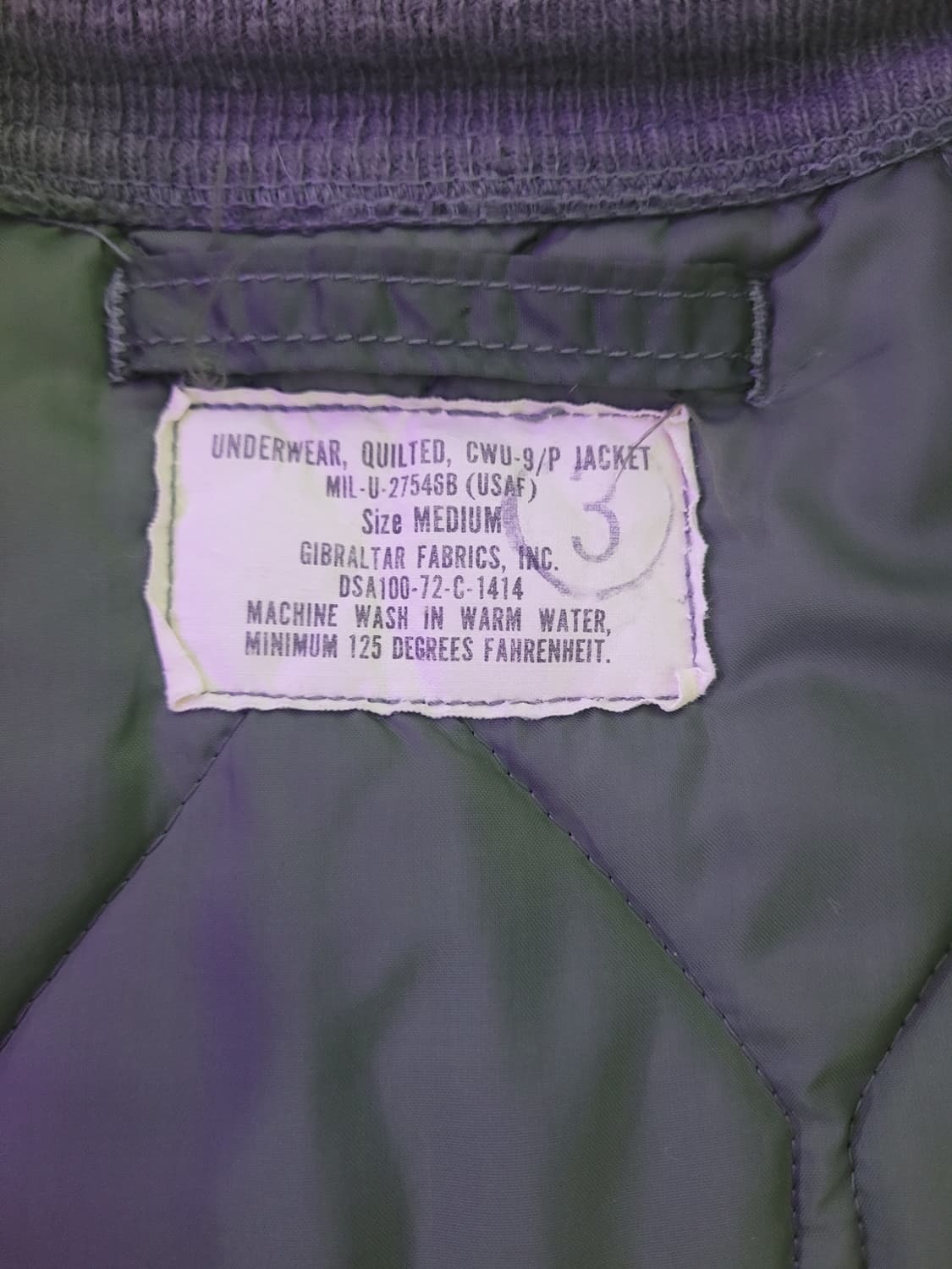 미공군 CWU-9P 깔깔이 라이너 다이아몬드 패턴 (레어) 상품이미지3