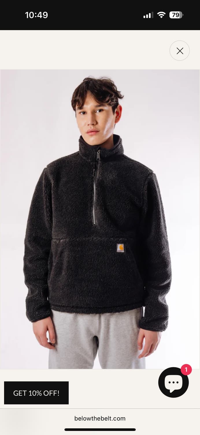 칼하트 후리스 짚업 자켓 m (블랙, 레드) 상품이미지8