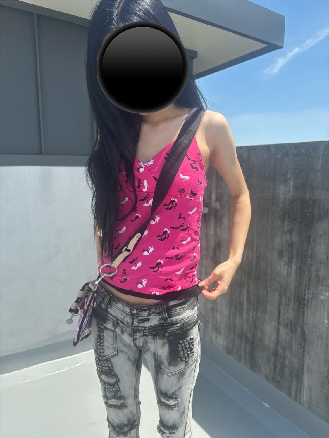 하이힐 패턴 캐미솔 탑 갸루 상품이미지1