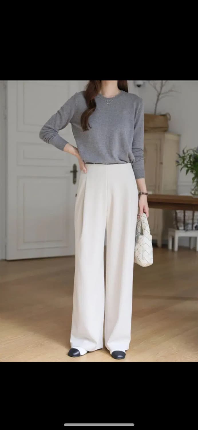 하이웨스트 와이드 핀턱 슬랙스 블랙 상품이미지1