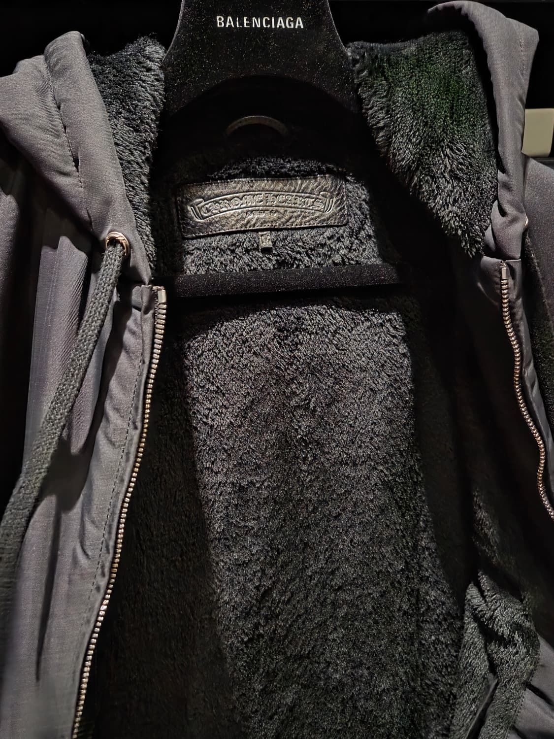 크롬하츠 롱 후디드 레더 크로스패치 퍼 자켓 상품이미지2