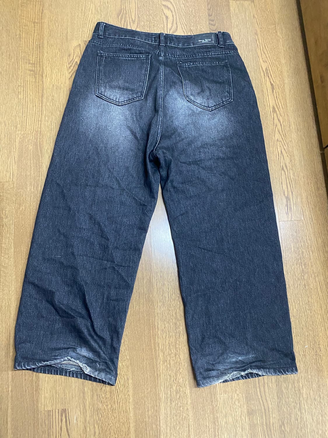 데님홀릭 와이드 흑청 워싱 데님 xl 상품이미지2