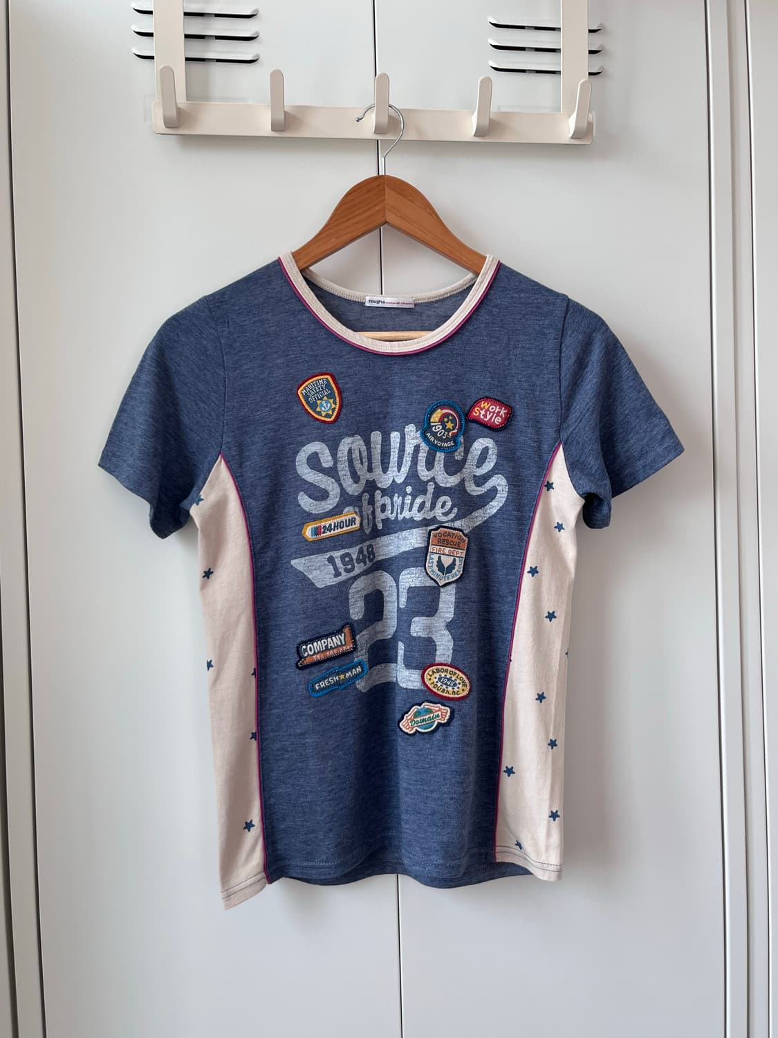 Rough 별 레이어드 패치워크 반팔 티셔츠 상품이미지4