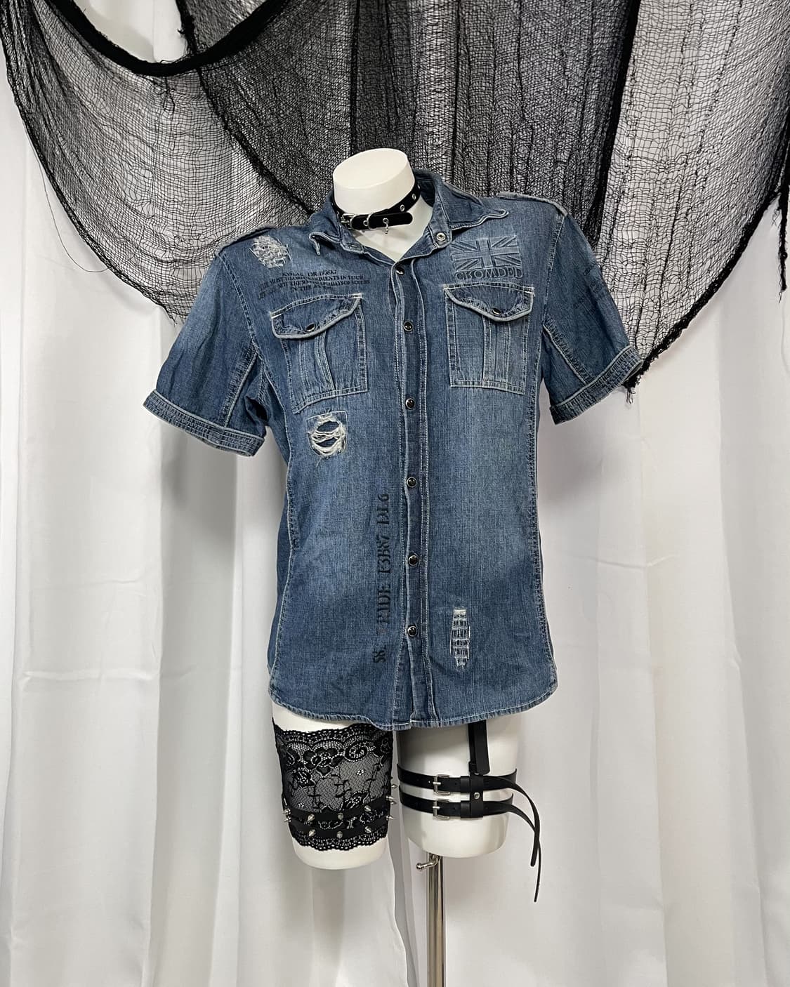 denim skull shirt 상품이미지2