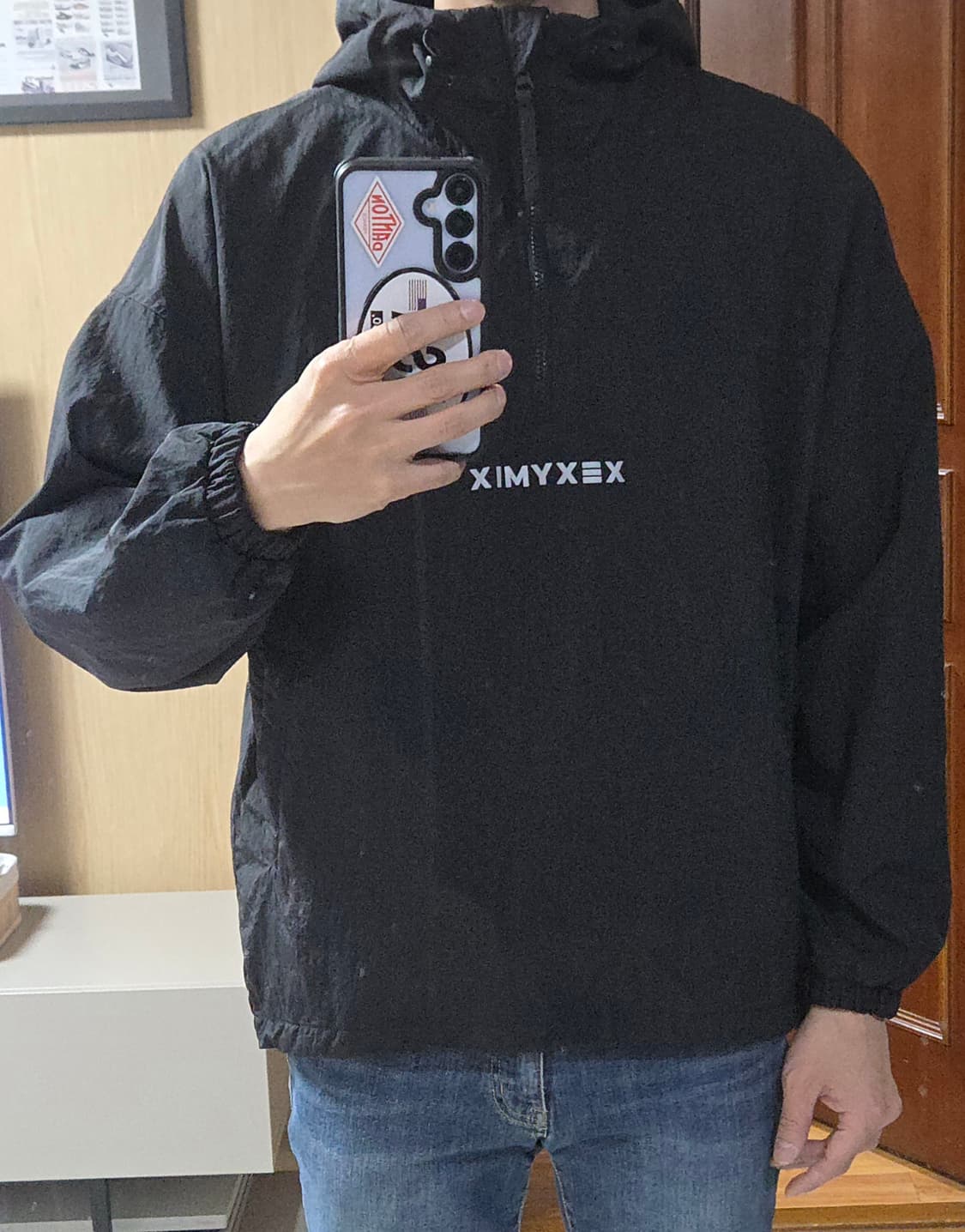 (착샷) 젝시믹스 우븐 아노락 바람막이 블랙  상품이미지9