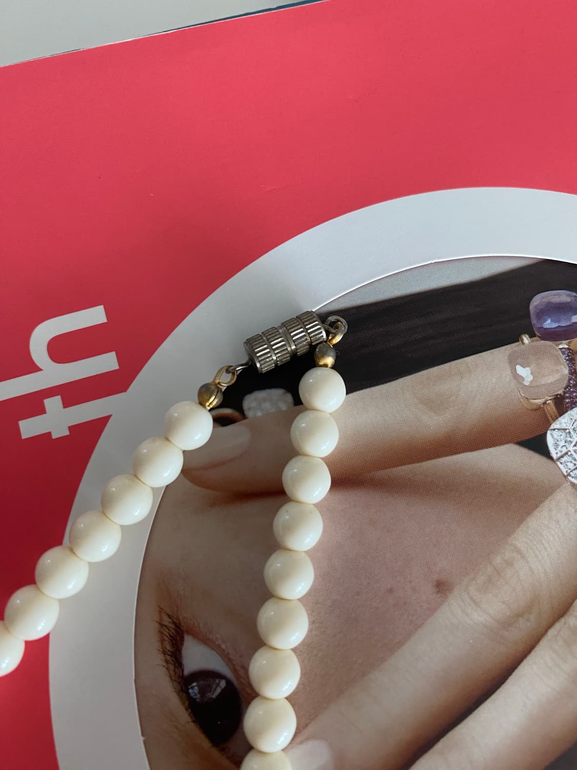 일본 빈티지 아이보리 비즈 목걸이 y2k 상품이미지4