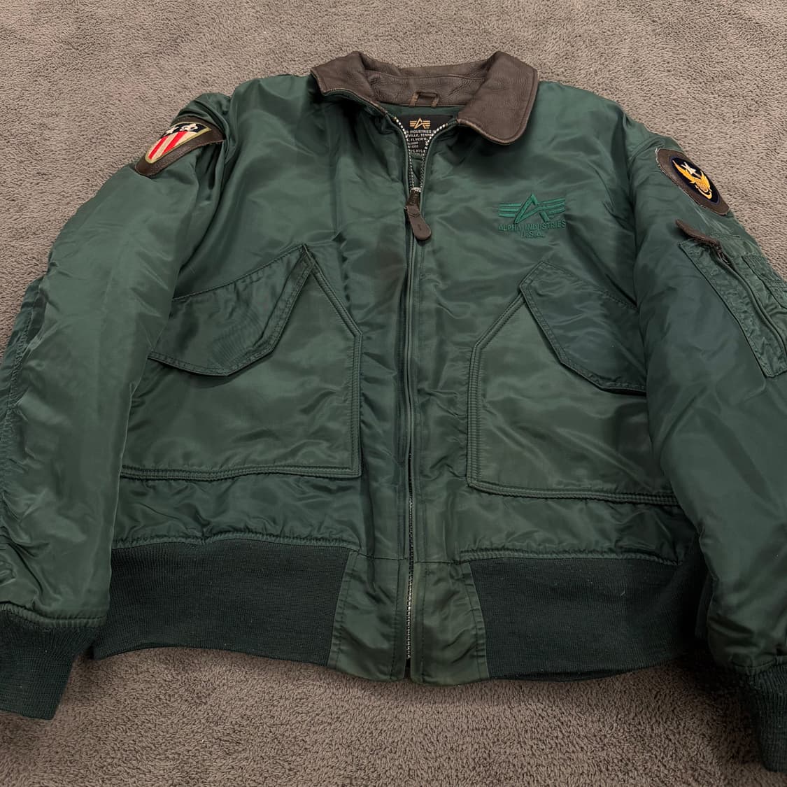 [정품/XL] 알파인더스트리 MA-1 가죽 배색 항공점퍼 상품이미지2