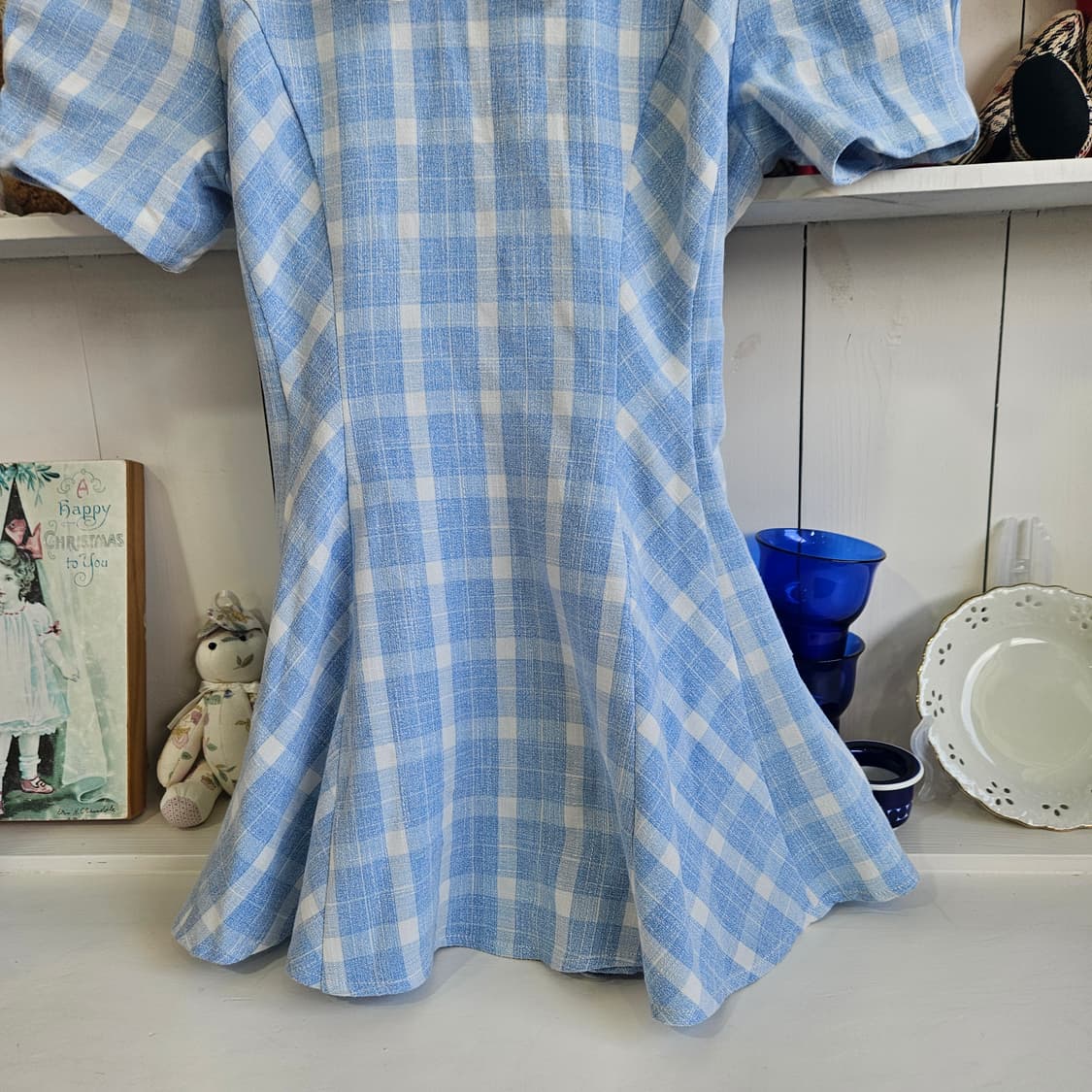 (Secret Honey) 체크 리본 플레어 튜닉원피스 상품이미지4