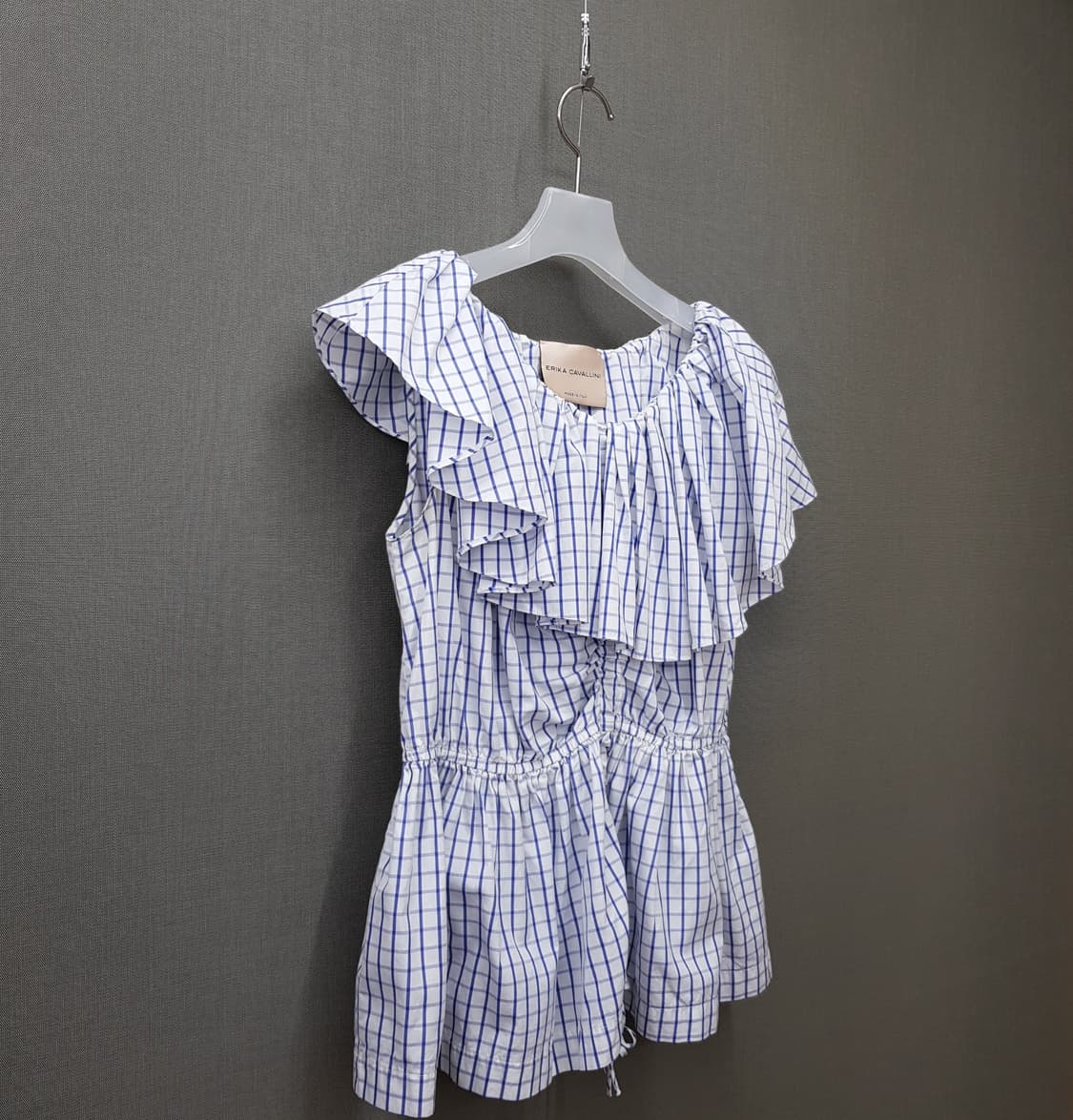 에리카카발리니 체크 프릴 오프숄더 블라우스 40사이즈 상품이미지3