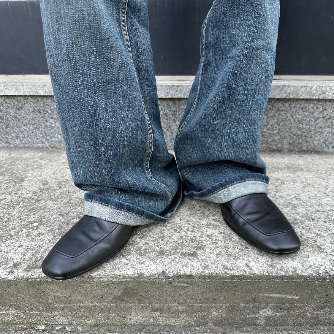 00s 빈티지 블랙 프라다 스포츠 스퀘어 토 로퍼 풀박스 상품이미지7