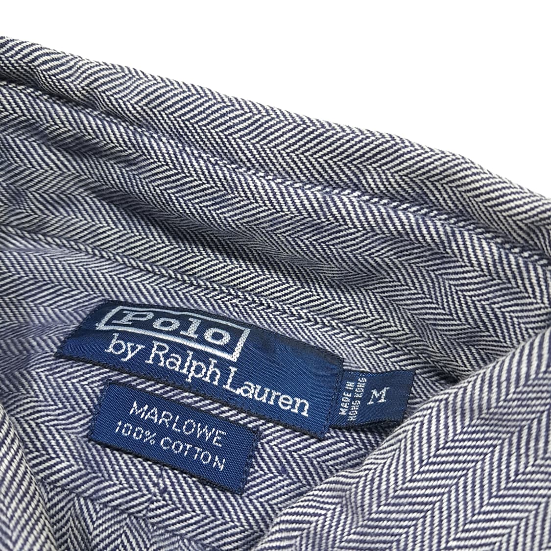 CL798 M 폴로 90s 홍콩판 헤링본 로얄네이비 셔츠 남방 상품이미지3