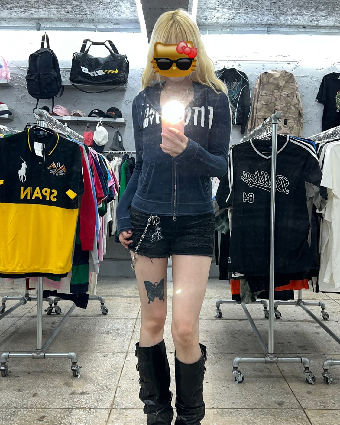 착샷O 아베크롬비 네이비 딱붙 후드집업 상품이미지3