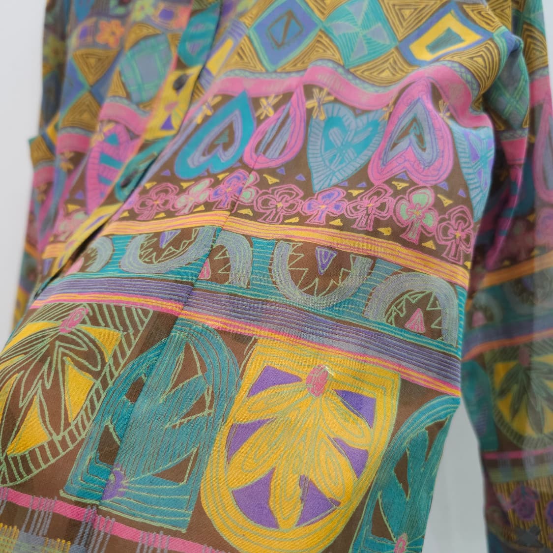 에스닉 기하학 패턴 시어 블라우스 셔츠 상품이미지9