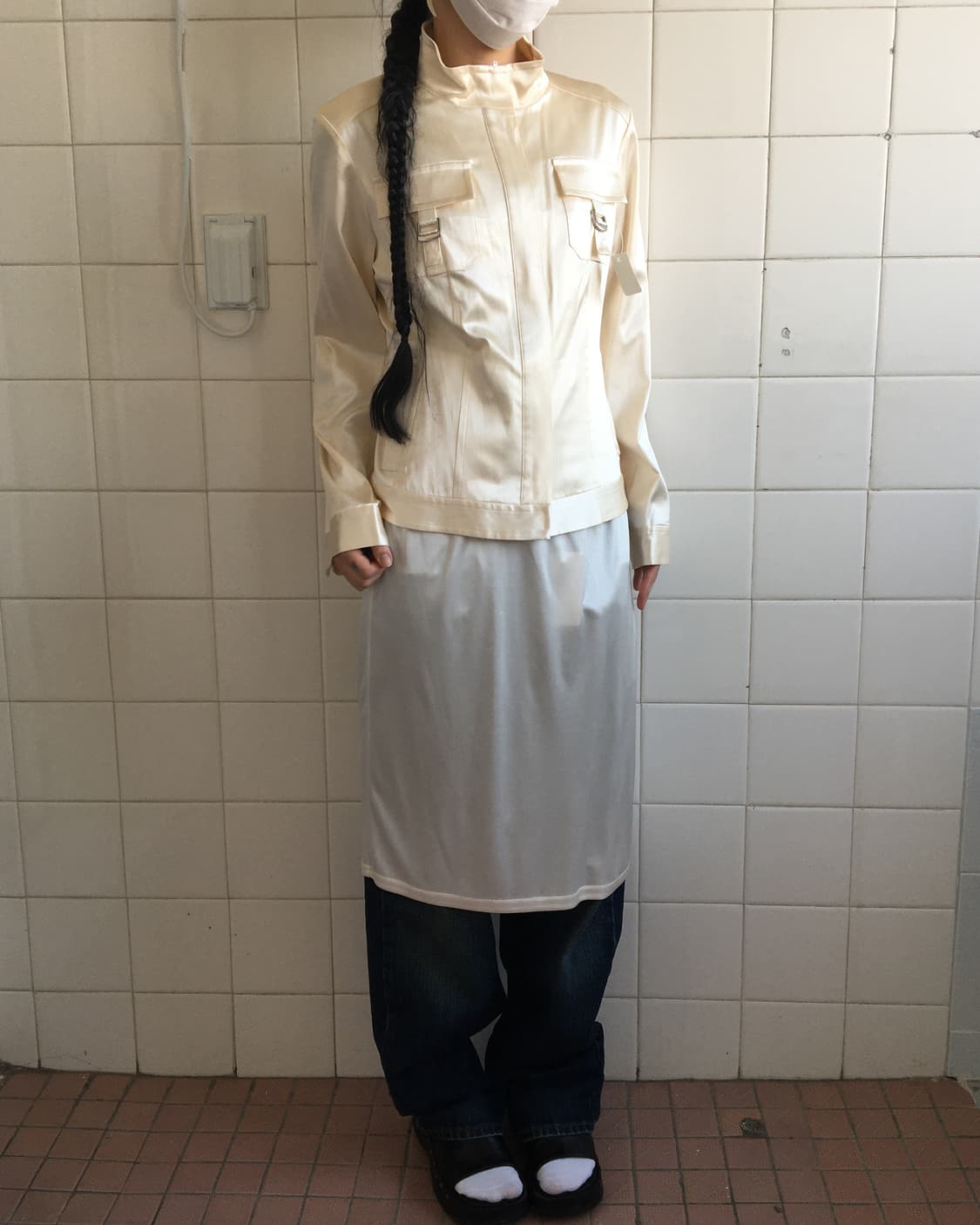 Pocket point glossy high neck zip up 상품이미지7