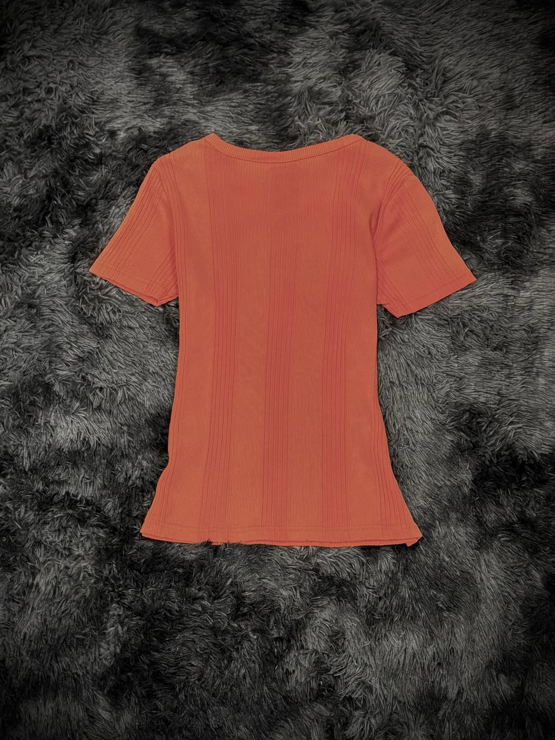 오렌지 이글 프린팅 체인 레이어링 골지 반팔 티셔츠 상품이미지2