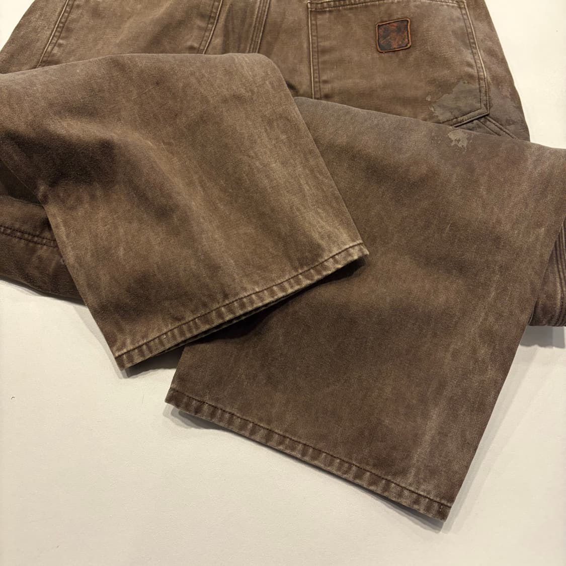 [2] 본로우 더티 페이드 더블니 빈티지 워크웨어 브라운 팬츠 C584 상품이미지5