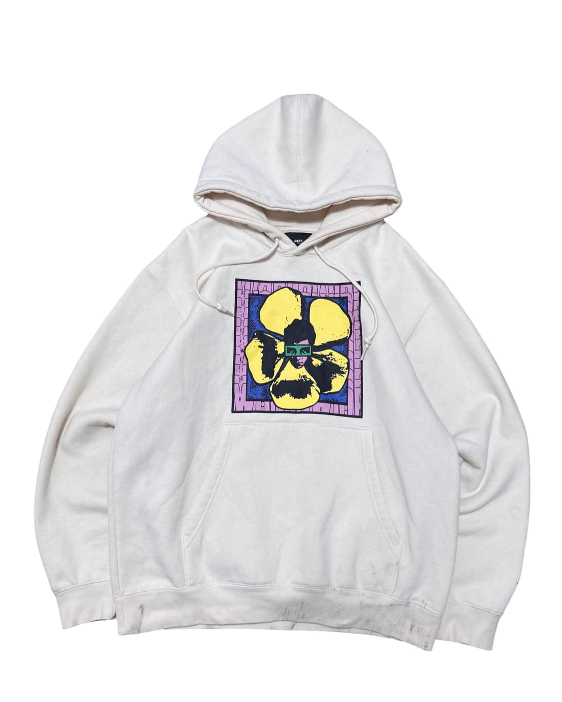 오베이 플라워 프린팅 아이보리 후드티 상품이미지1