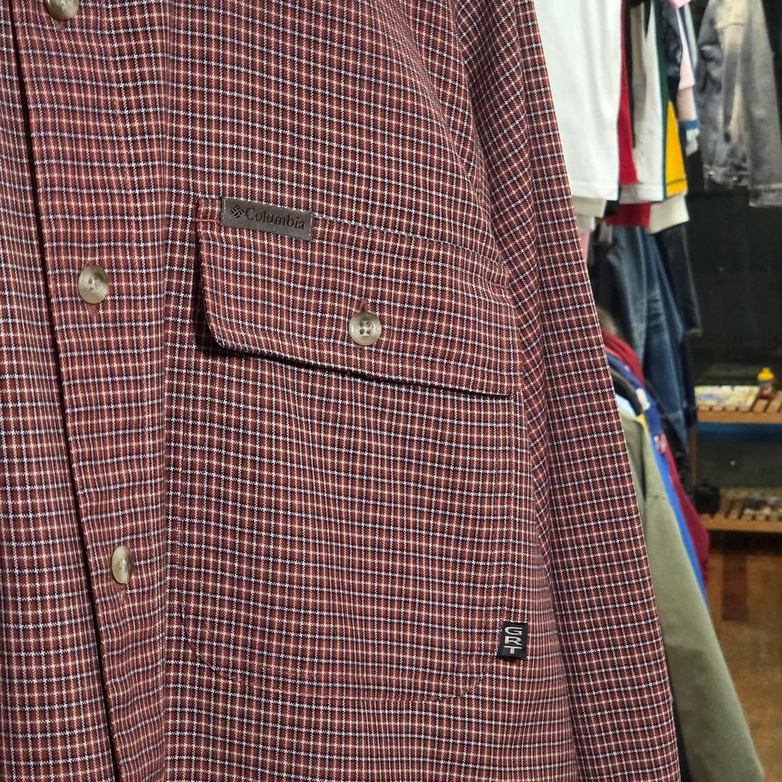 컬럼비아 레드 잔체크 아메카지 오버핏 셔츠 상품이미지4