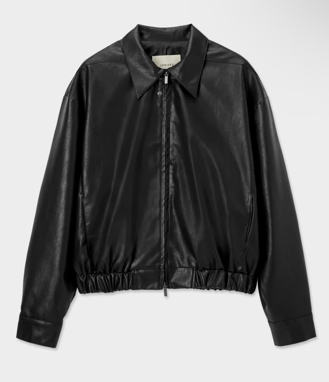 르마드 오버핏 싱글 비건레더 자켓 - 블랙 상품이미지1