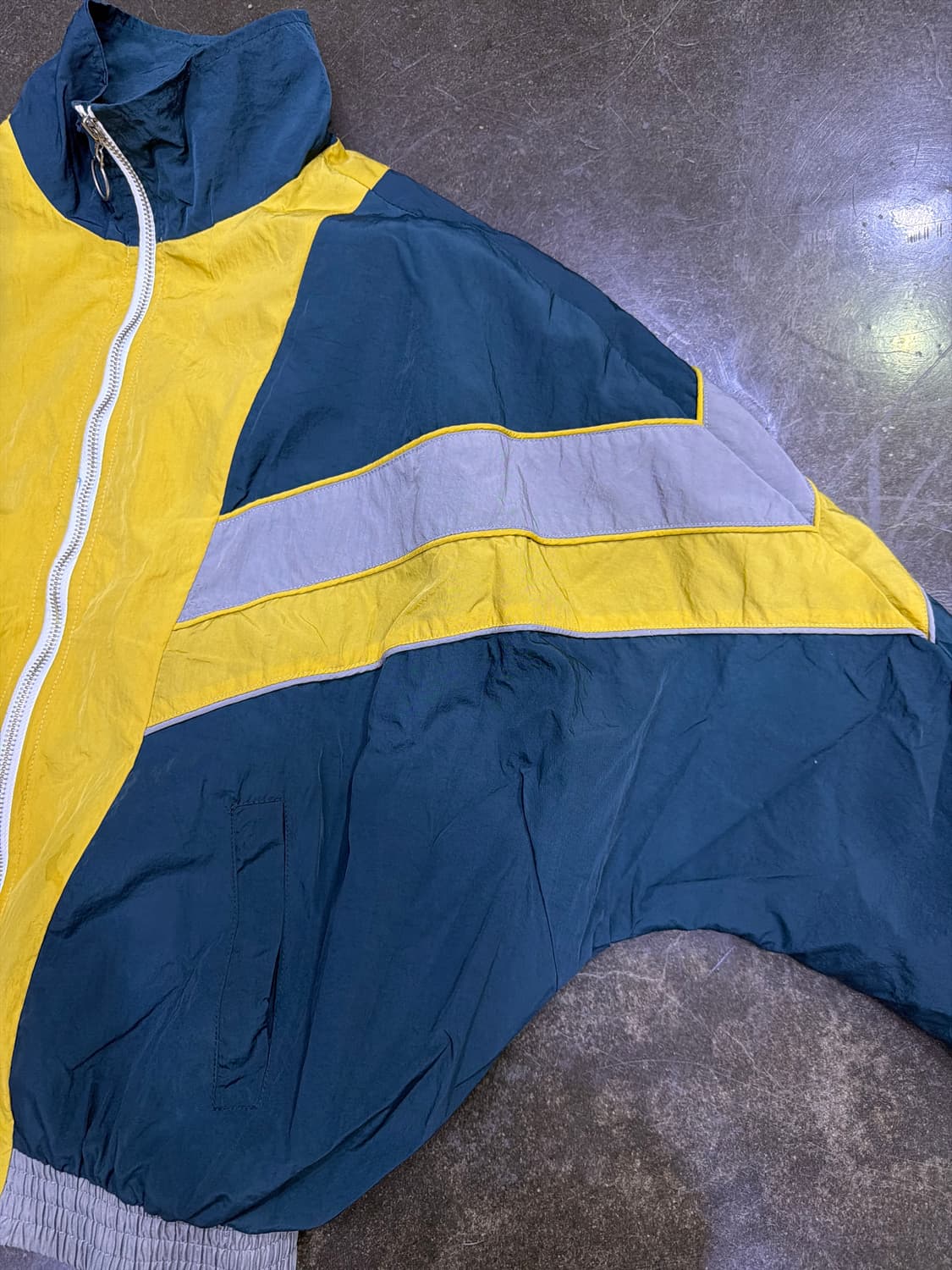 원스어게인 레트로 컬러 배색 바람막이 봄버 점퍼 L 상품이미지5