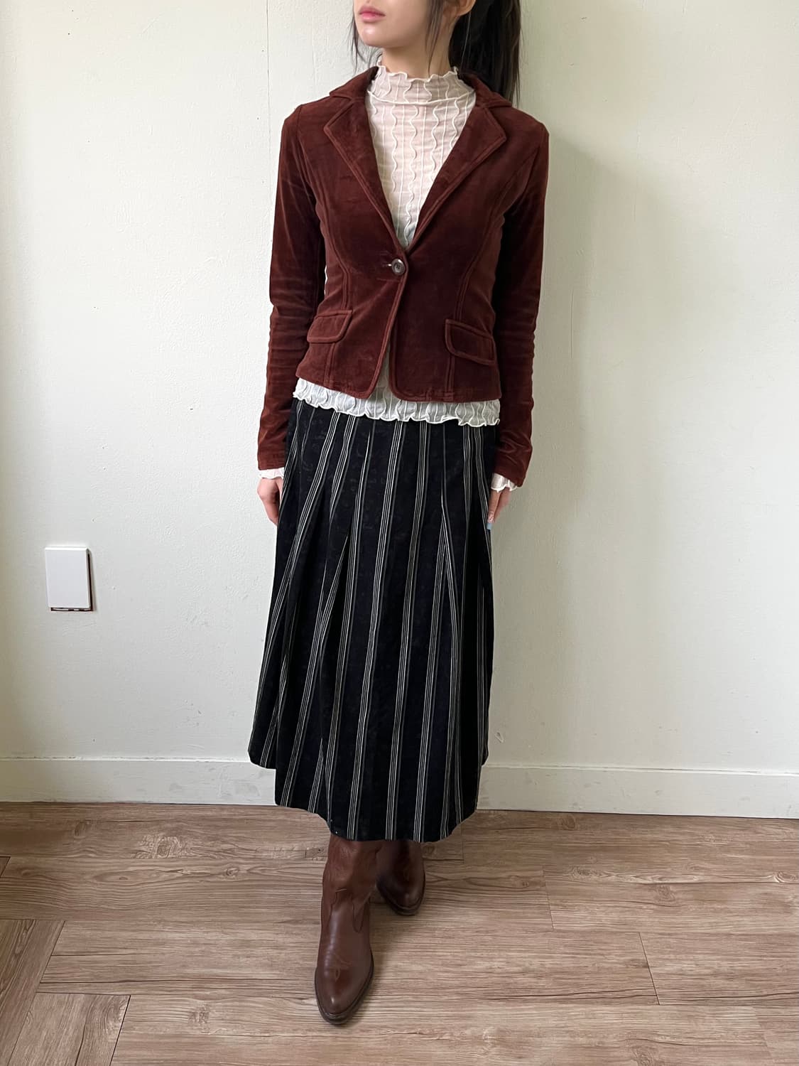 Cherissable 코듀로이 플라워 스커트 상품이미지5