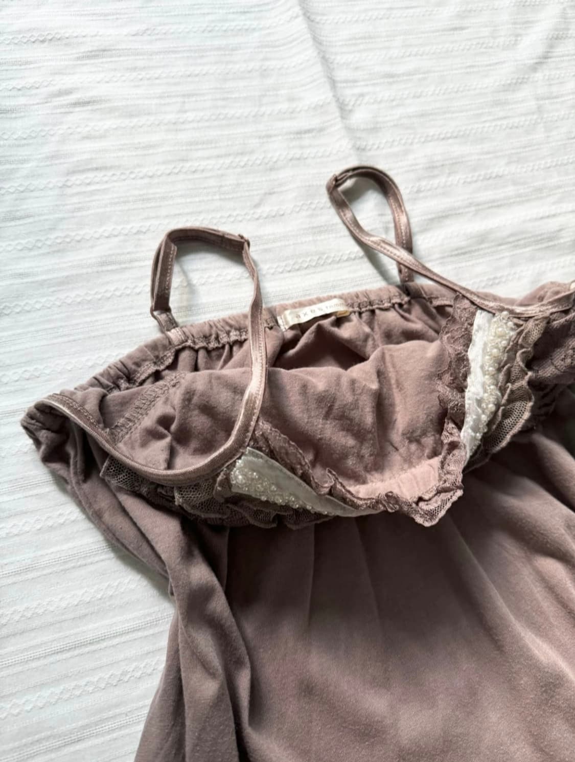 엑시즈팜 AXES FEMME 브라운 레이스 캉캉 나시 원피스 슬리브리스 상품이미지3