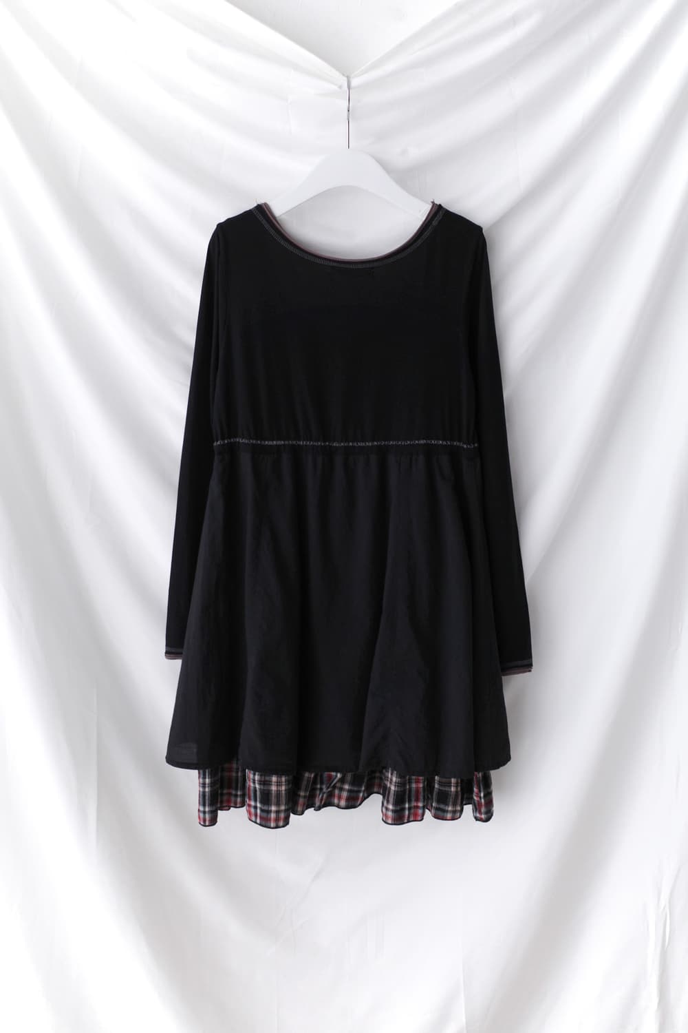 check shirring one-piece 상품이미지2