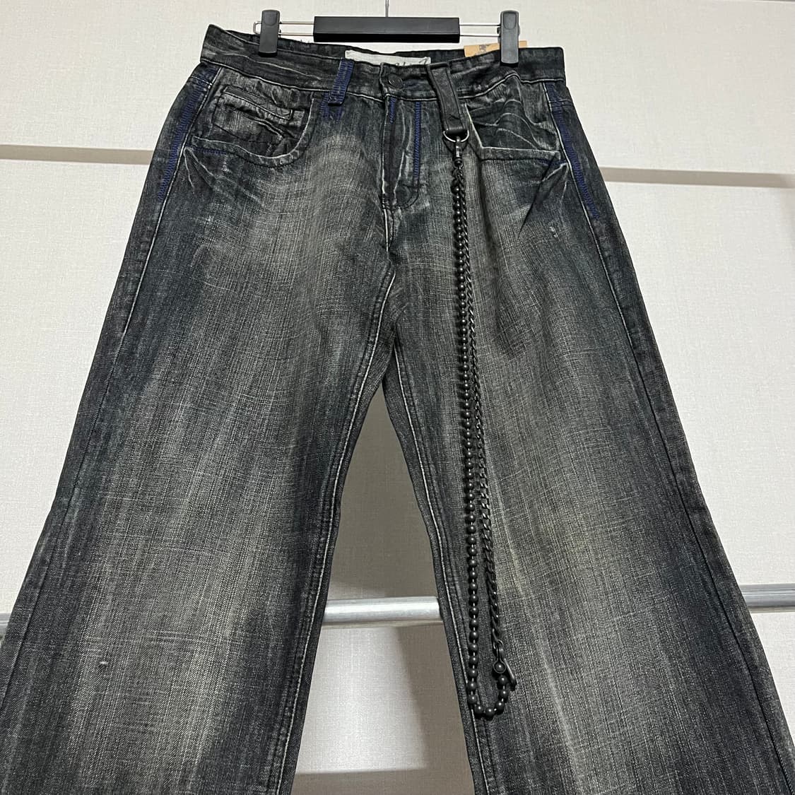 행텐 블랙 워싱 데님 팬츠 32 (새상품) 상품이미지3