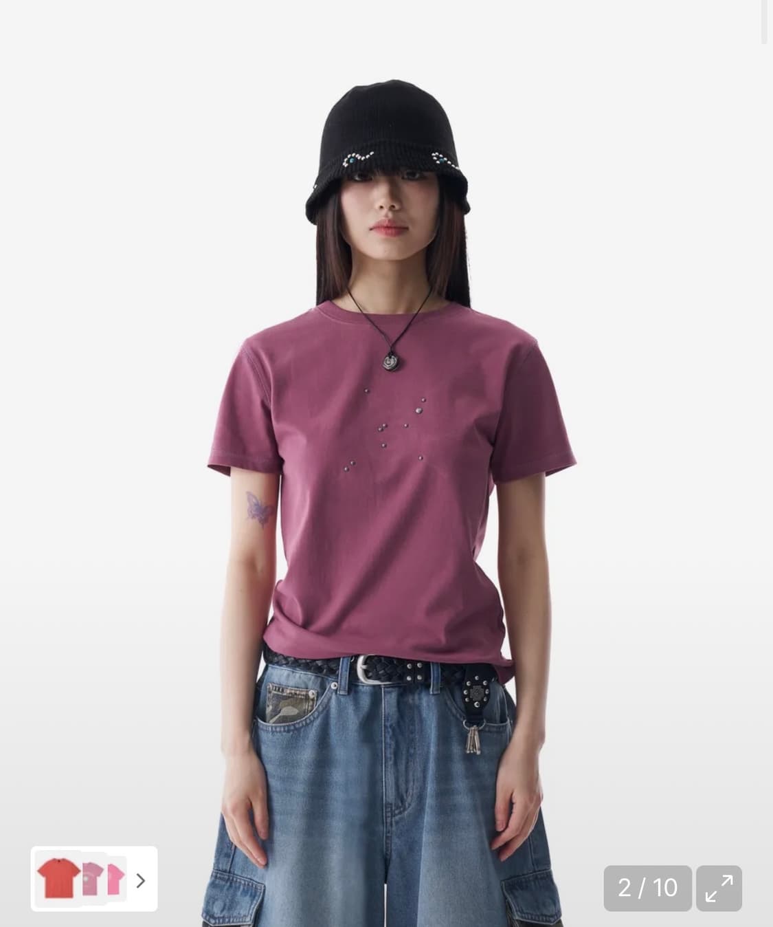 아캄 반팔 Studded Sun Half Top (Vintage Pink 상품이미지2