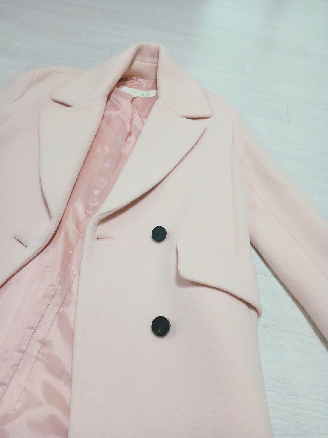 지컷 연핑크 반코트 베이비핑크 딸기우유 코트 상품이미지3