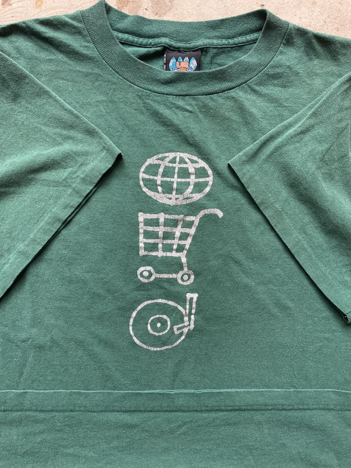 90s U2 pop mart tour og green t-shirt 상품이미지4