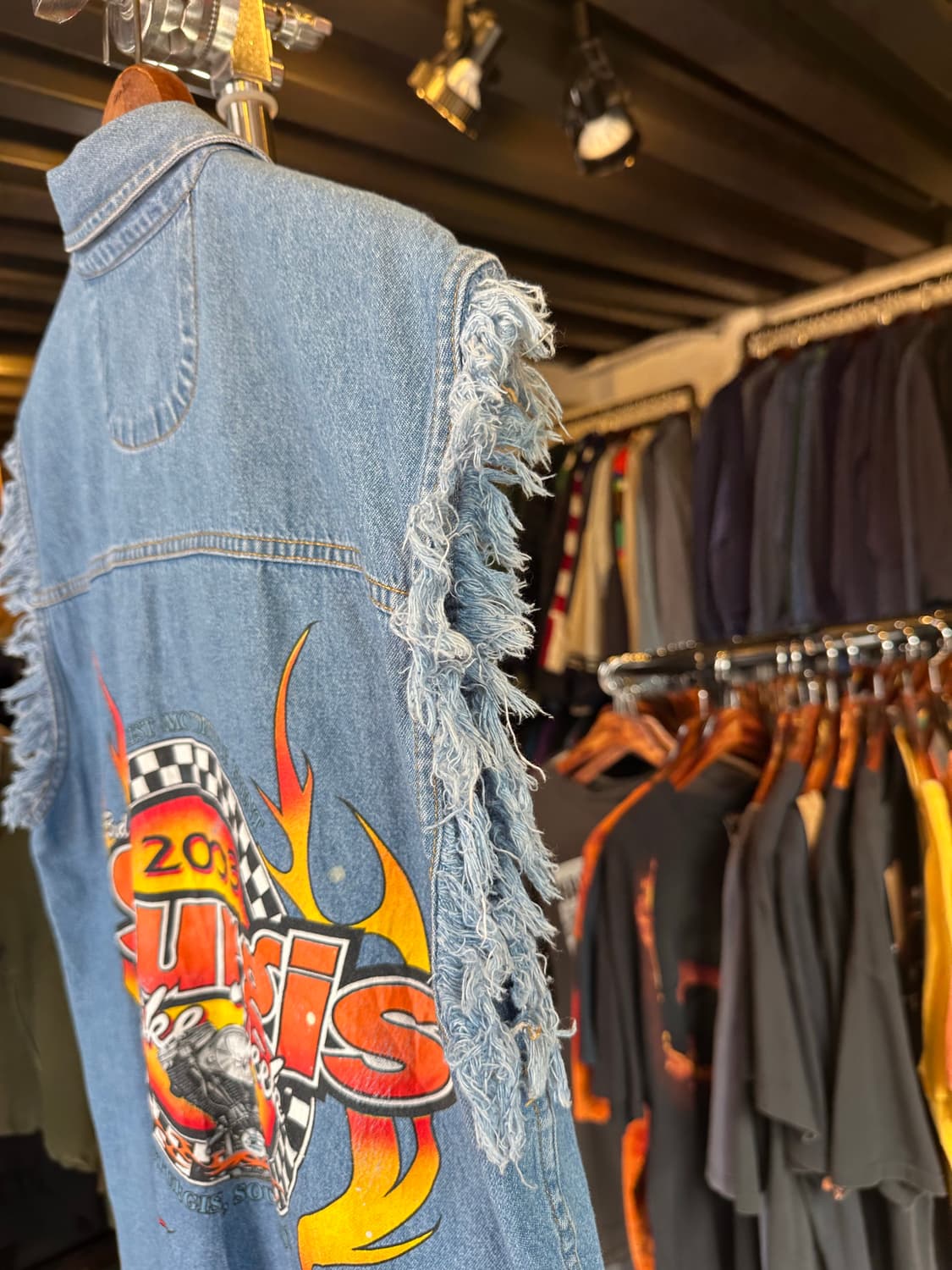 00s 스터지스 모터사이클 릴리 2003 페인팅 컷오프 데님 베스트 상품이미지7