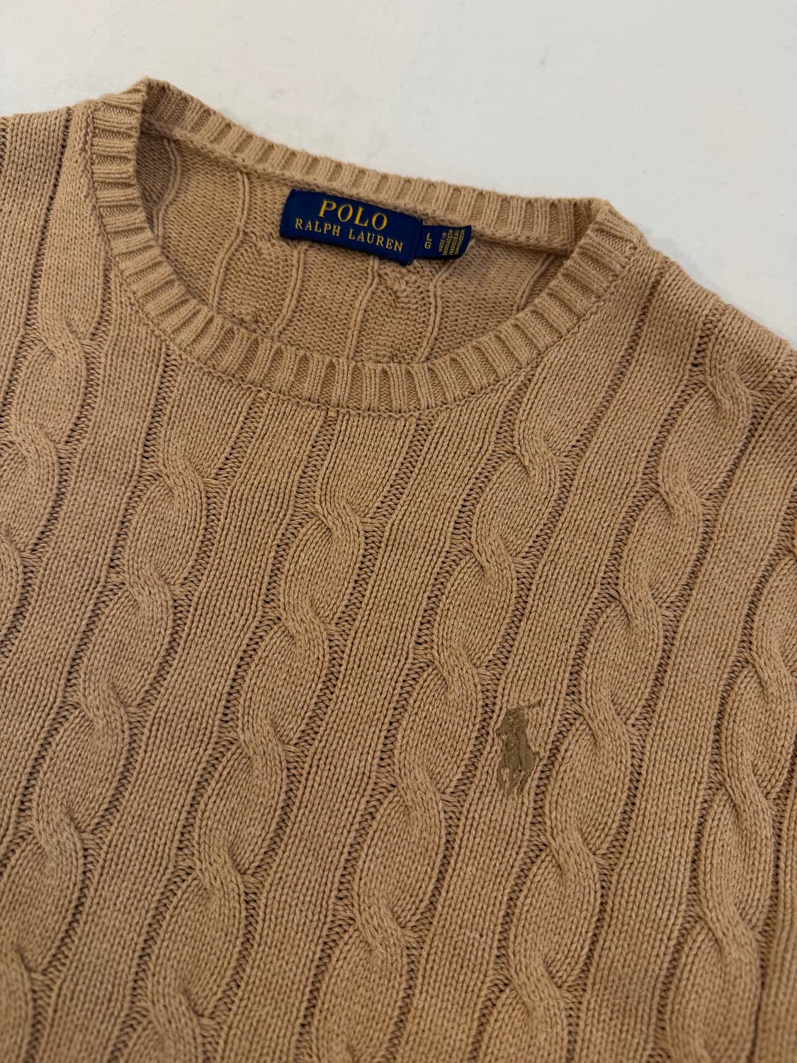 폴로 랄프로렌 꽈배기 케이블 니트 카멜 베이지 상품이미지2