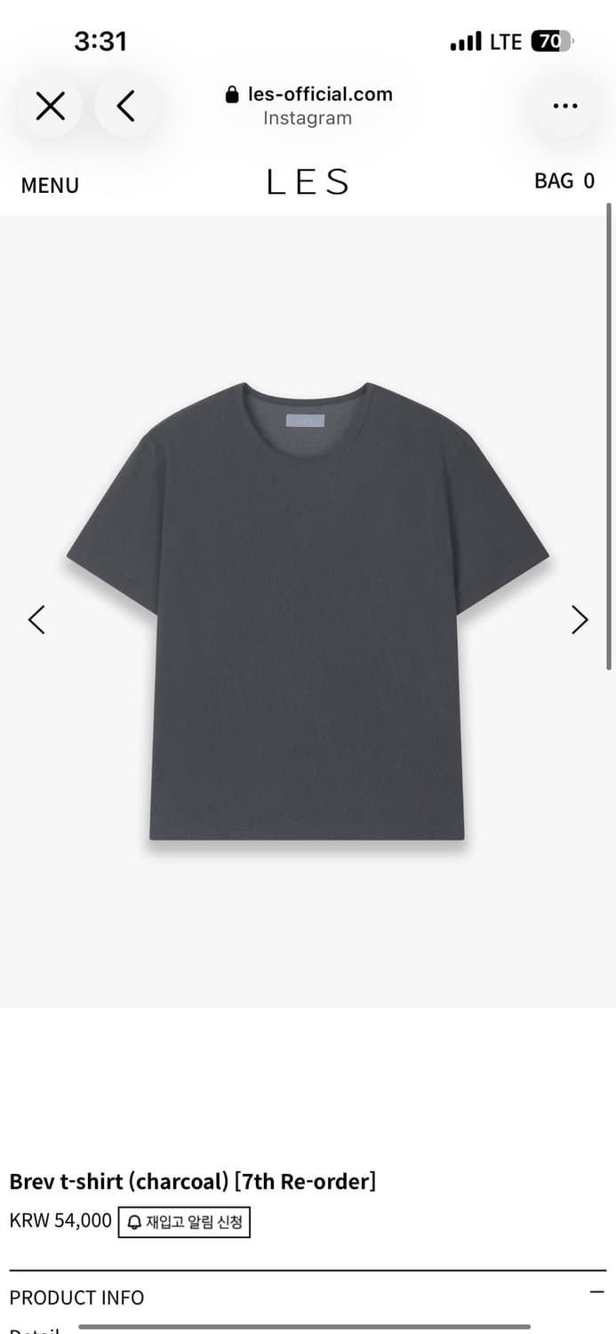 LES brev t-shirt chacoal 2size 상품이미지1