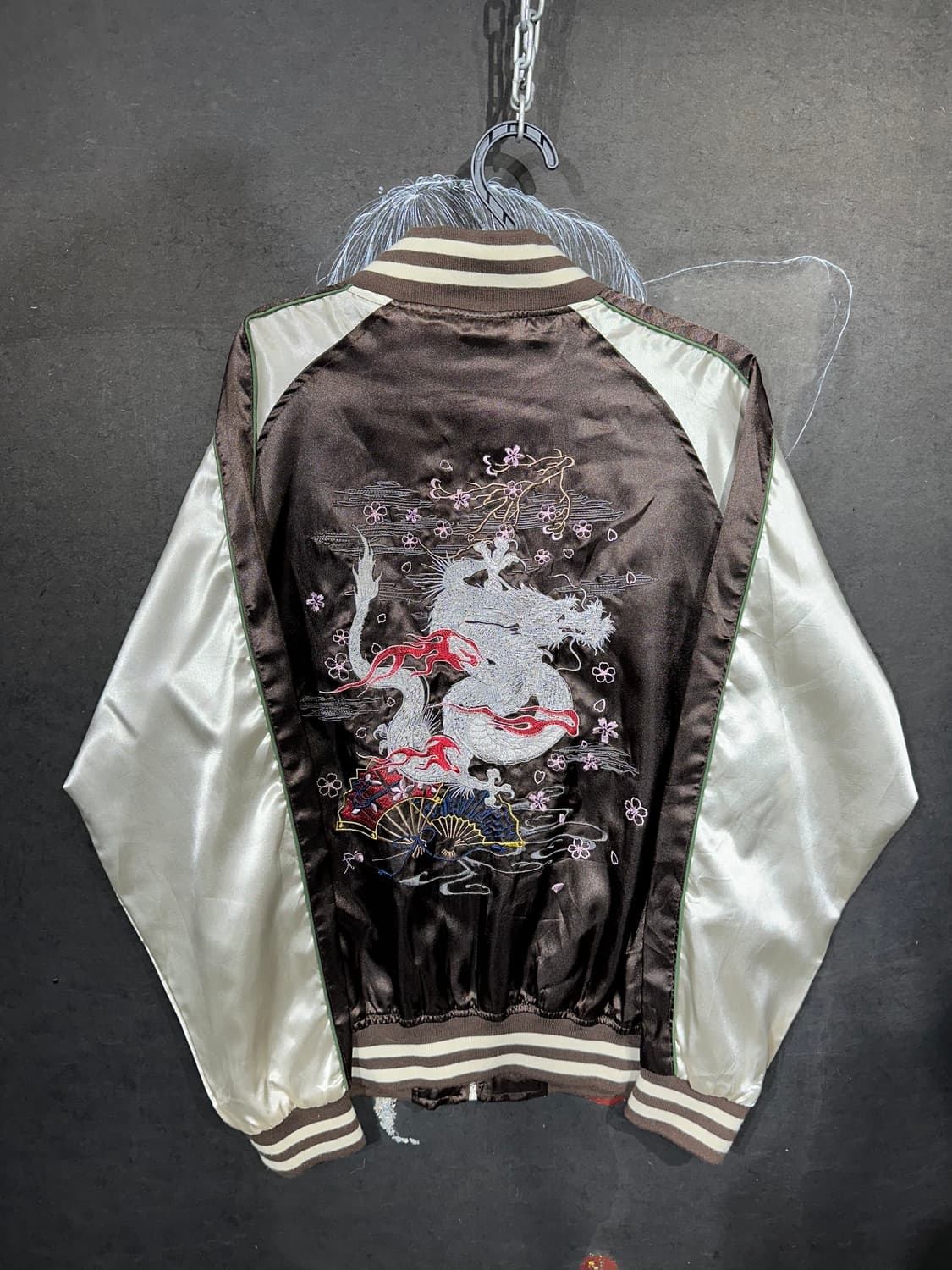 일본빈티지 일심여경 y2k 브라운 용 자수 스카잔 L 상품이미지6