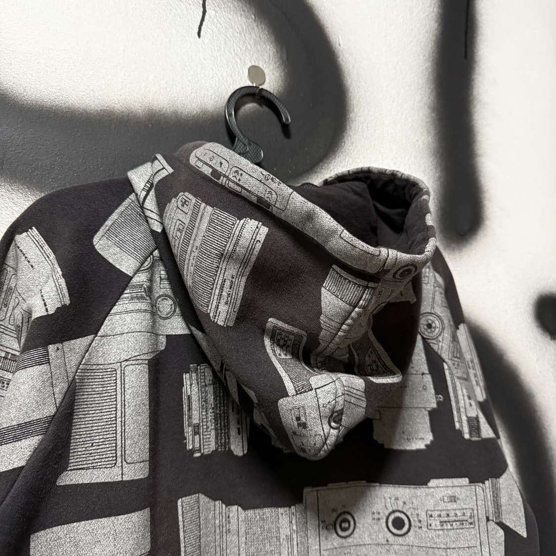 VTG 빈티지 실버 글로시 멀티 프린팅 집업 후디 상품이미지6