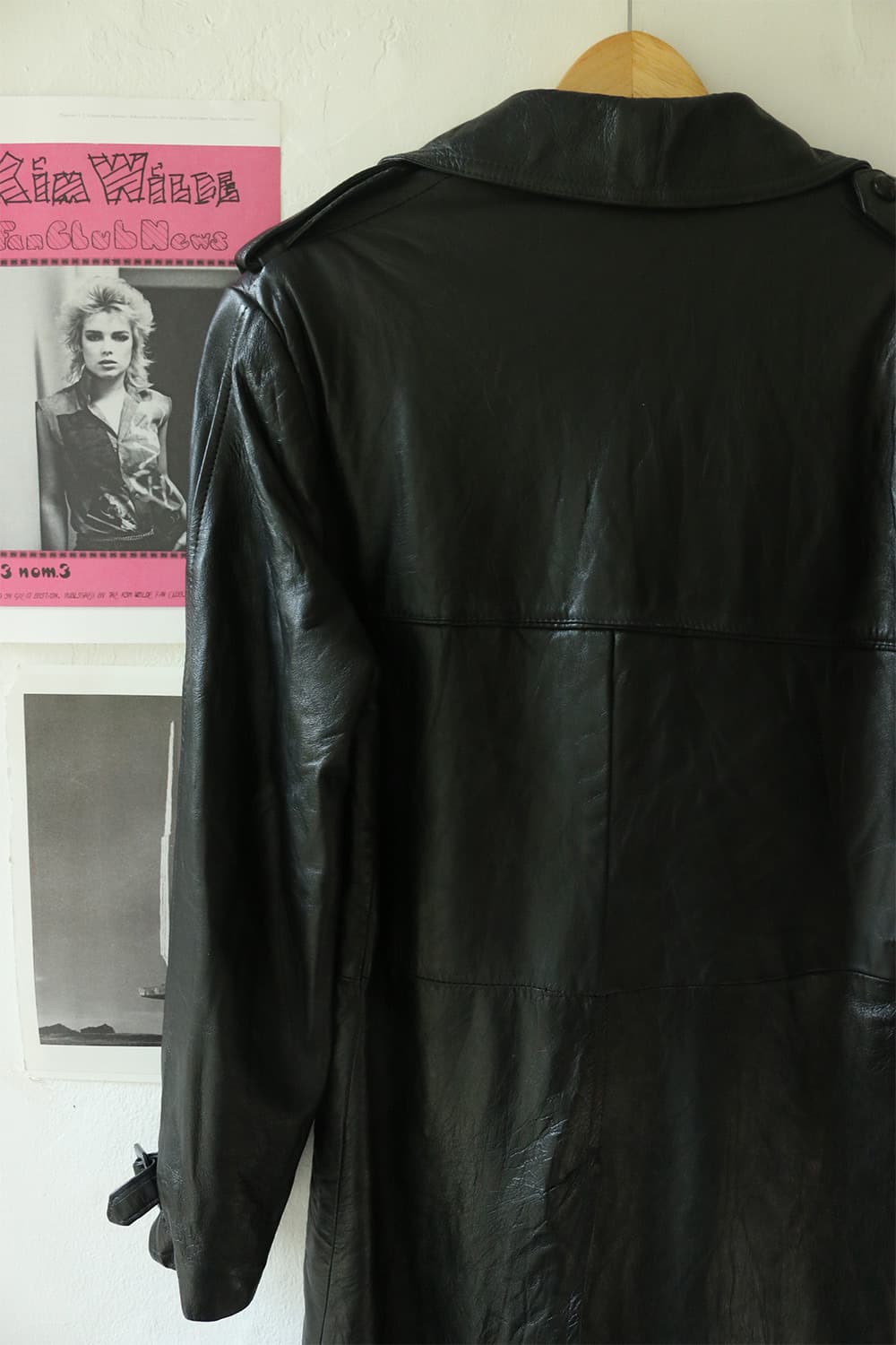 70s USA 블랙 레더 롱 코트 자켓 상품이미지7